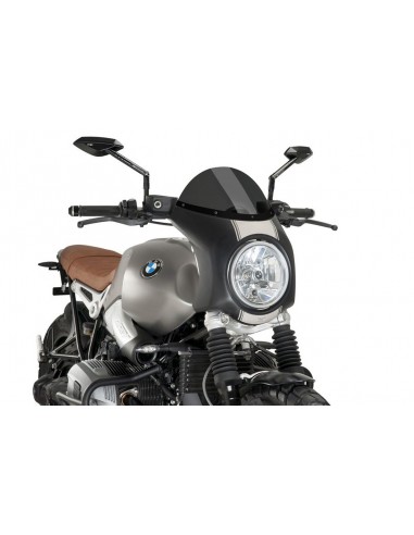 PUIG CUPOLINO SEMICARENATO BMW R NINE T SCRAMBLER 2017 FUME SCURO-NERO vendita online Como