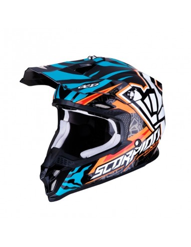 casco moto cross SCORPION VX 16 air rok replica orange blue vendita online Como