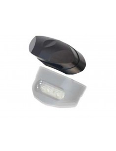 racingbike luce targa led modello r colore nero - materiale: alluminio cnc ricavato dal pieno - peso: 73 gr - omologato - cod. 4