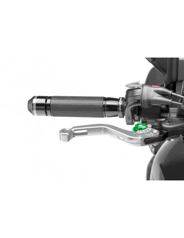puig leva freno fissa corta argento e selettore verde - lunghezza: 129 mm - (attenzione la leva non include l'adattatore) - 180p