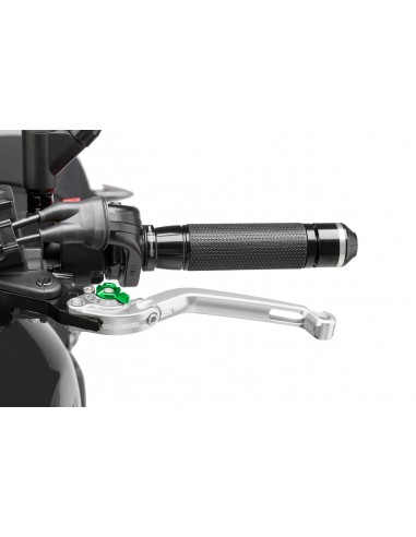 puig leva frizione pieghevole argento e selettore verde - lunghezza: 160 mm - (attenzione la leva non include l'adattatore) - 26