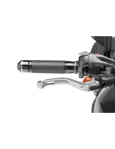 puig leva freno fissa corta argento e selettore arancione - lunghezza: 129 mm - (attenzione la leva non include l'adattatore) -