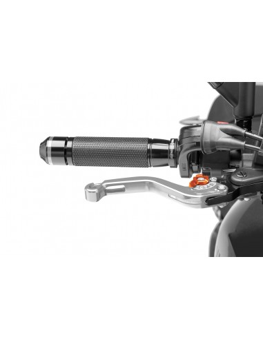 puig leva freno fissa corta argento e selettore arancione - lunghezza: 129 mm - (attenzione la leva non include l'adattatore) - 