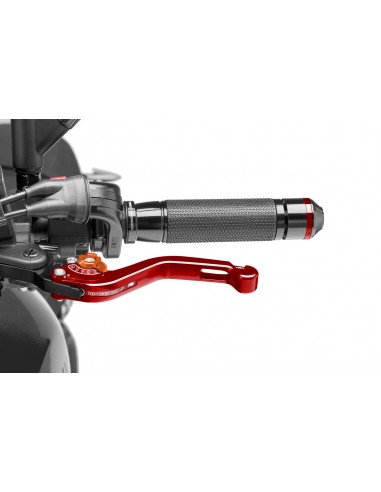 puig leva frizione fissa corta rosso e selettore arancione - lunghezza: 129 mm - (attenzione la leva non include l'adattatore) -