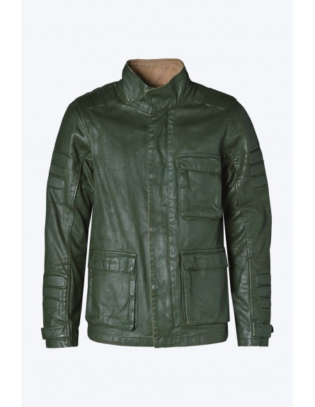 giacca moto PMJ Jeans District green uomo