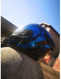 casco moto integrale Shark Spartan GT Replikan black chrom blue in vendita online a Como 2