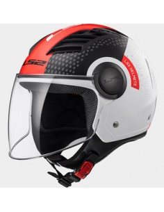 casco moto jet LS2 Airflow condor bianco-nero-rosso in vendita online a Como