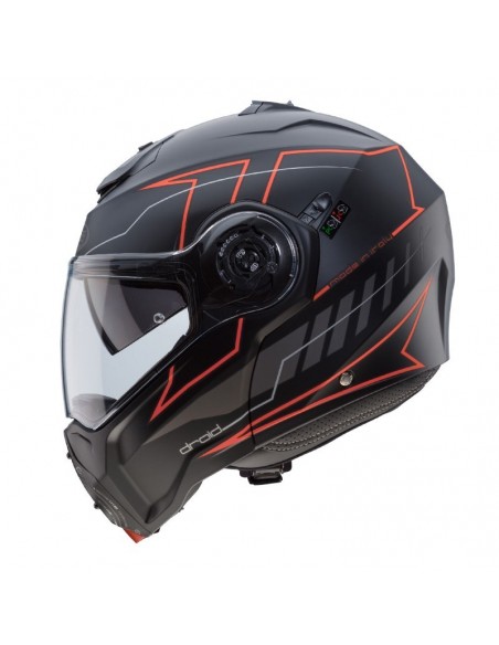 casco moto modulare caberg droid blaze nero rosso opaco vendita online Como
