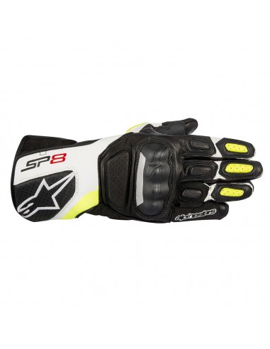 guanti moto alpinestars sp 8 v2 black white yellow fluo vendita online Como