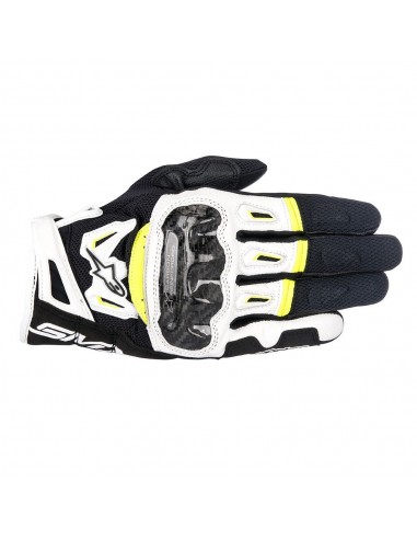 guanti moto alpinestars smx 2 air carbon v2 glove black white yellow fluo vendita online Como