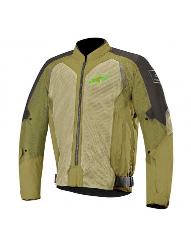 giacca moto alpinestars wake air jacket black olive green fluo vendita online Como